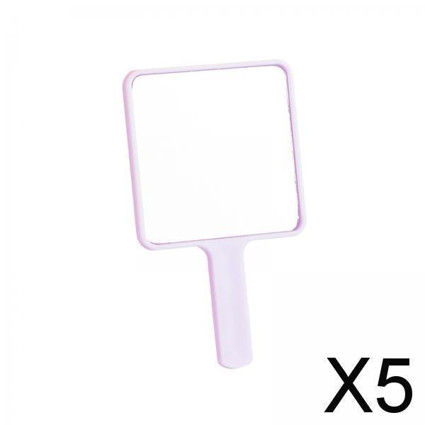 5xHandheld Mirror with Handle Small Makeup Mirror for Girlfriend Bedroom Girls Light Violet