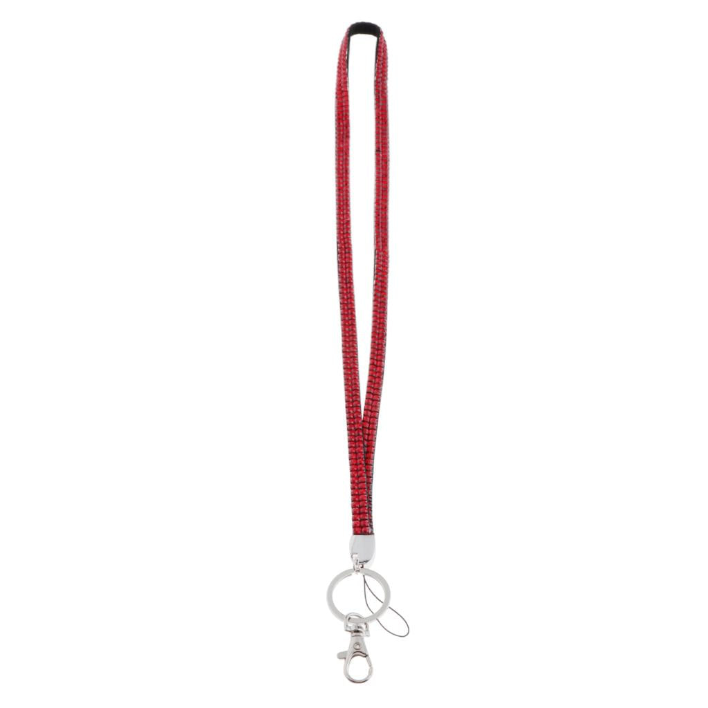 Lanyard ID Badge Card Holder Strap Sparkling Phone Neck Straps Red