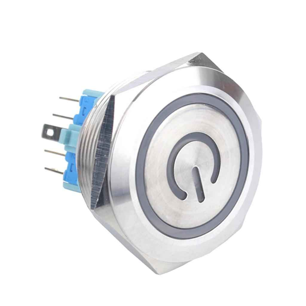 30mm Blue LED Metal Push Button Switch,12V Flat Head,1NO 1NC  Self-reset