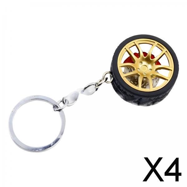 4xMini Cute Tire Keyring Creative Automobile Car Parts Model Key Chains Lovers Yellow