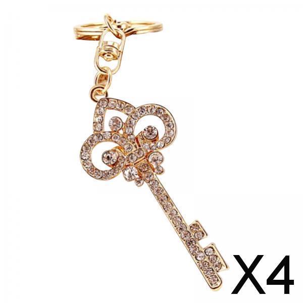 4xKey Rhinestone Keychain Sparkling Accessories Glitter Bag Pendant for Wallet