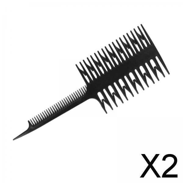 2xBlack Hair Dyeing Comb Styling Hair Comb for Highlighting Hair Coloring Home