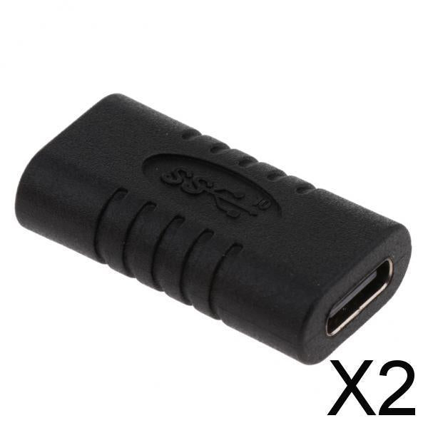 2xUSB 3.1 Type C Female to Female Adapter Connector Black