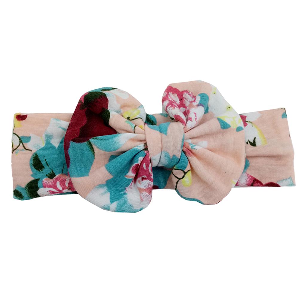 Cute Infant Girls Colorful Printed Flower Cotton Bow Baby Hair Band  Style-2