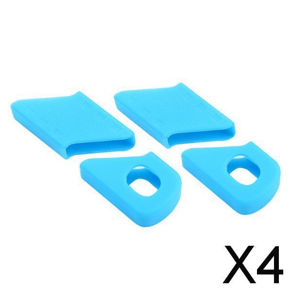 4x2 Pairs Bike Chain Set Boots Crankset Crank Arm Protector Covers Caps Blue