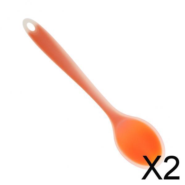 2xSilicone Ladle Soup Spoon Utensils Non-stick Cooking Kitchen Tools Orange #1