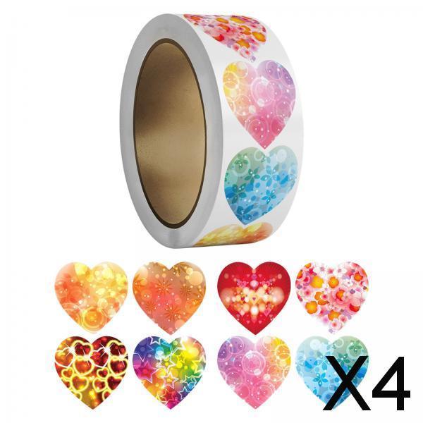 4x500x Heart Stickers 1 Cute Valentines Day Stickers for DIY Crafts Scrapbook Style B"