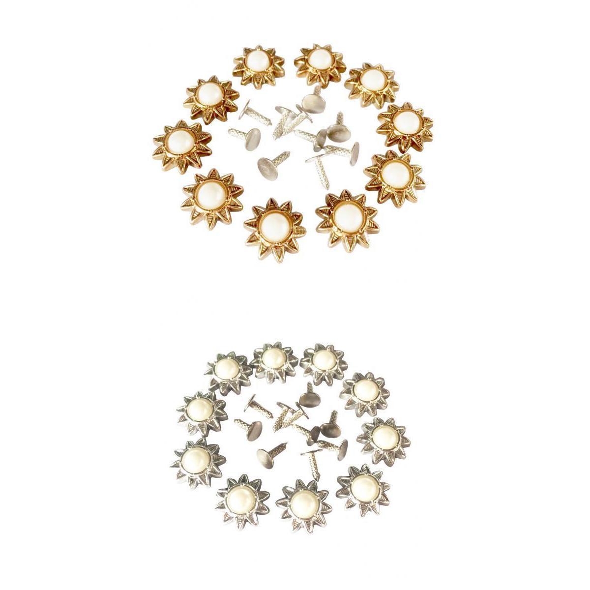 20 Sets Pearl Sunflower Studs Rivets Spikes for DIY Shoes Bags Decor 14mm