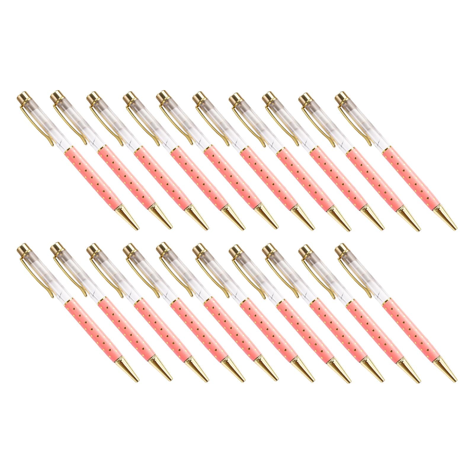 20 Pieces Empty Tube Floating DIY Metal Ballpoint Pen for Thanksgiving Light Rose Red