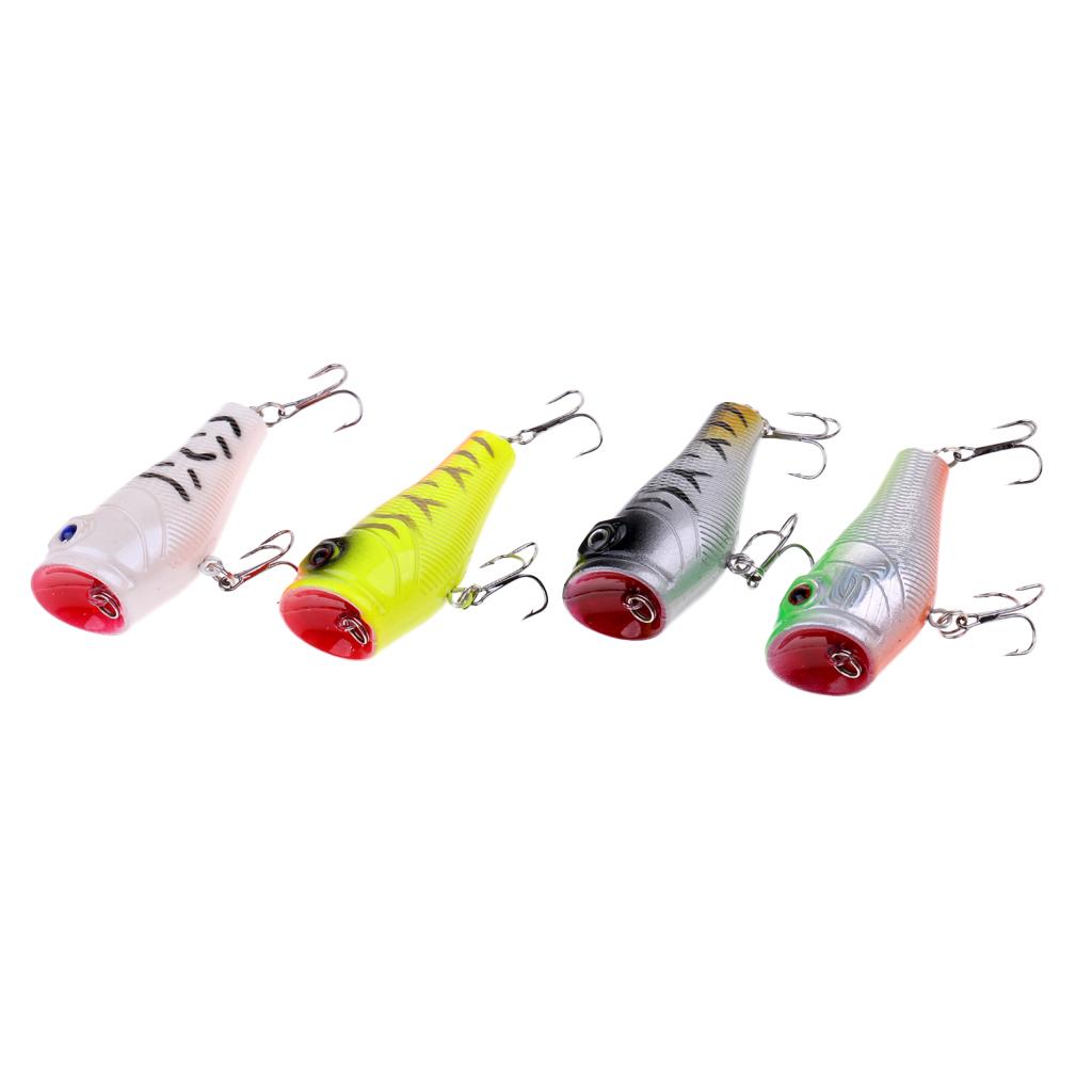 4pcs Fishing lures Baits Floating Bass Crankbaits Popper Hard Lures Hooks