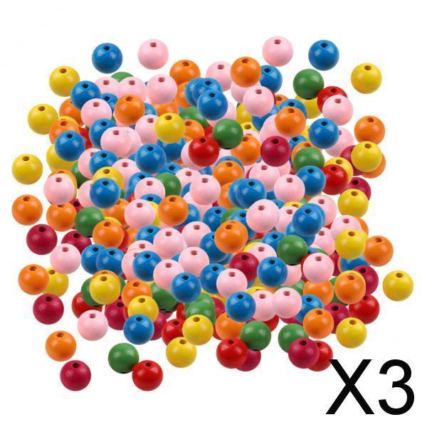 3x500pcs Round Wood Beads Mixed Color Loose Spacer Beads Jewelry Making 8mm
