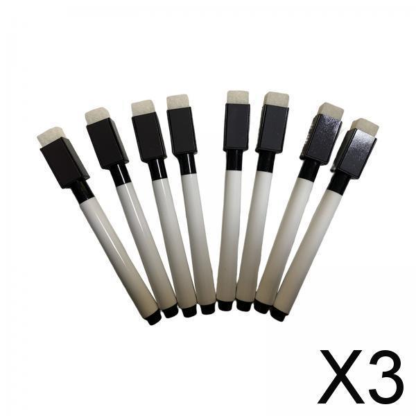3x8Pcs Dry Wipe Pens Doodle Drawing Pen Rewritable for Office Gift Household Black pen