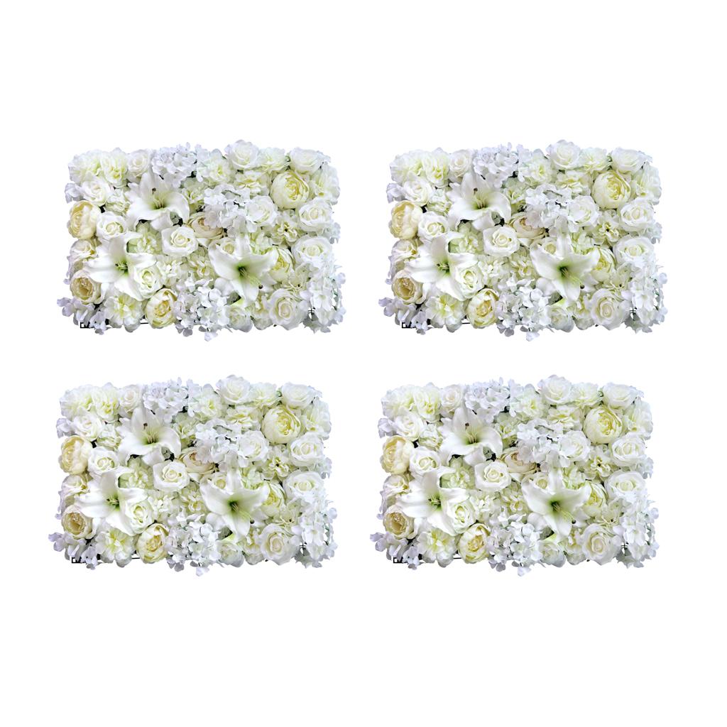 4pcs Artificial Rose Peony Lily Flower Wall Panels Wedding Venue Decoration
