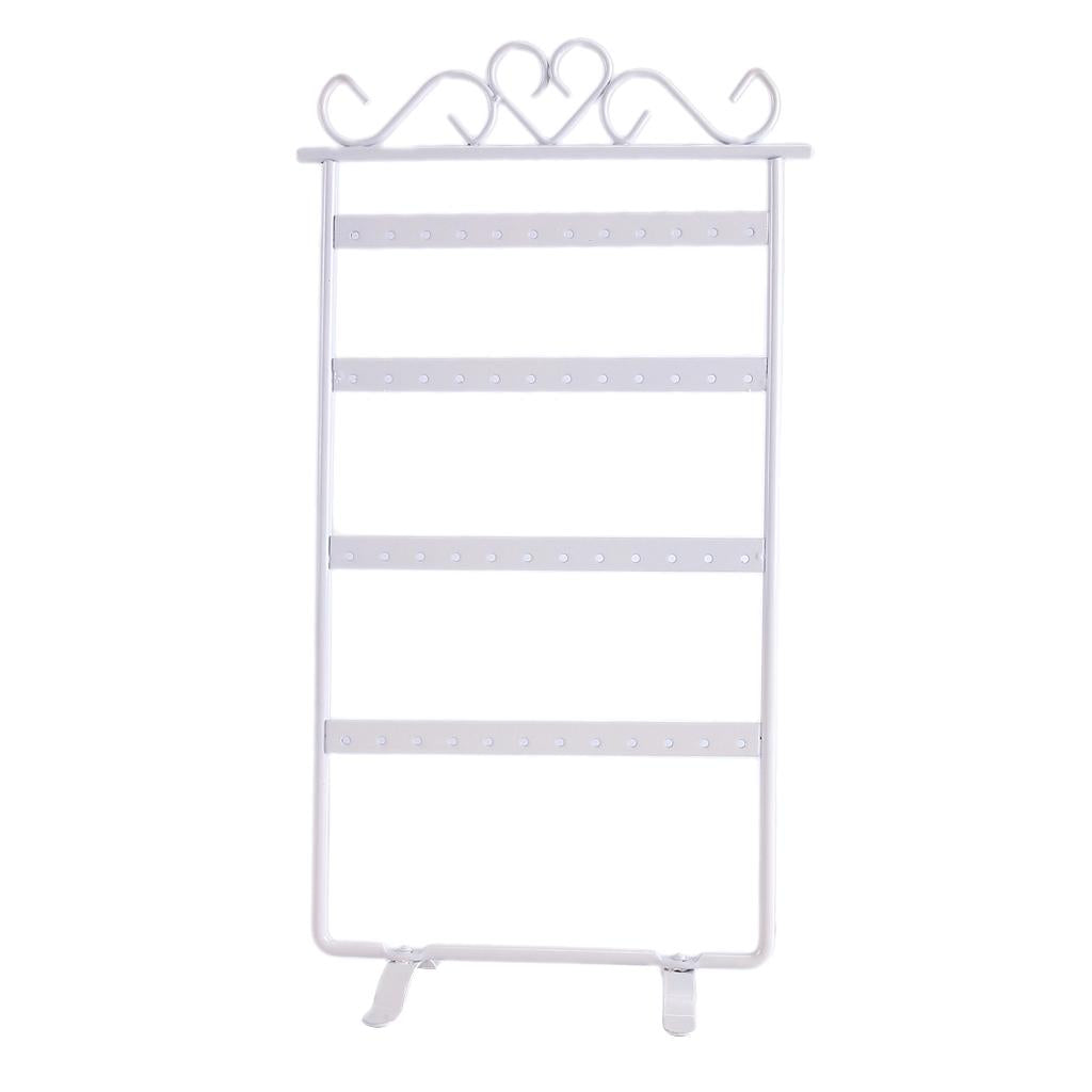 Earrings Necklace Jewelry Display Rack Metal Stand Organizer Holder White