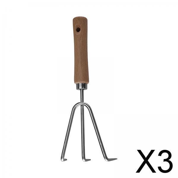 3xMultifunctional Gardening Tool Manual Hand Weeding Removal for Courtyard Rake