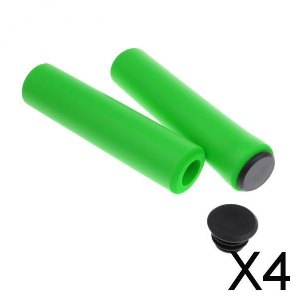 4xMountain Bike Silicone Gel Handlebar Grips Green Soft Anti-slip Bicycle Grip