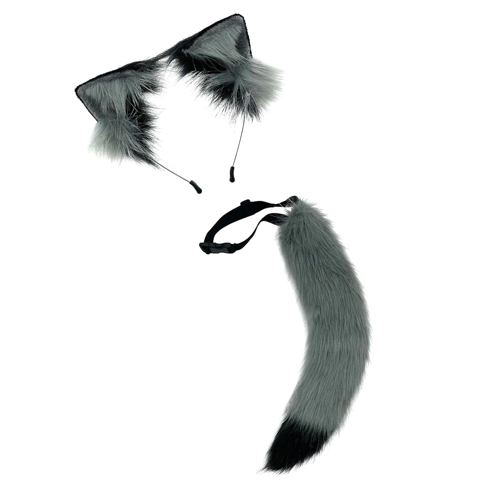 2Pcs Fox Ears Hair Hoop Fox Ears Hair Lovely for Dress up Gray Black