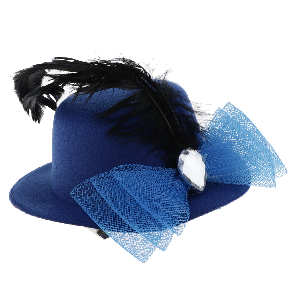 Kids Girls Hats Fascinators Baby Mini Top Hat Hair Clips Style 3-Royal