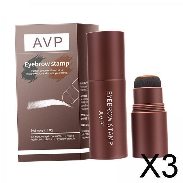3xEyebrow Stamp Stencil Kit Eyebrow Stamp Shaping Kit for Girls Starters Women Light Brown