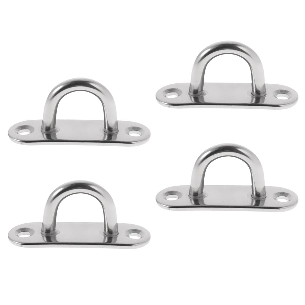 4 Pieces 8mm Oblong Pad Eye Stainless Steel Shade Sail Wall Plate Tie Down
