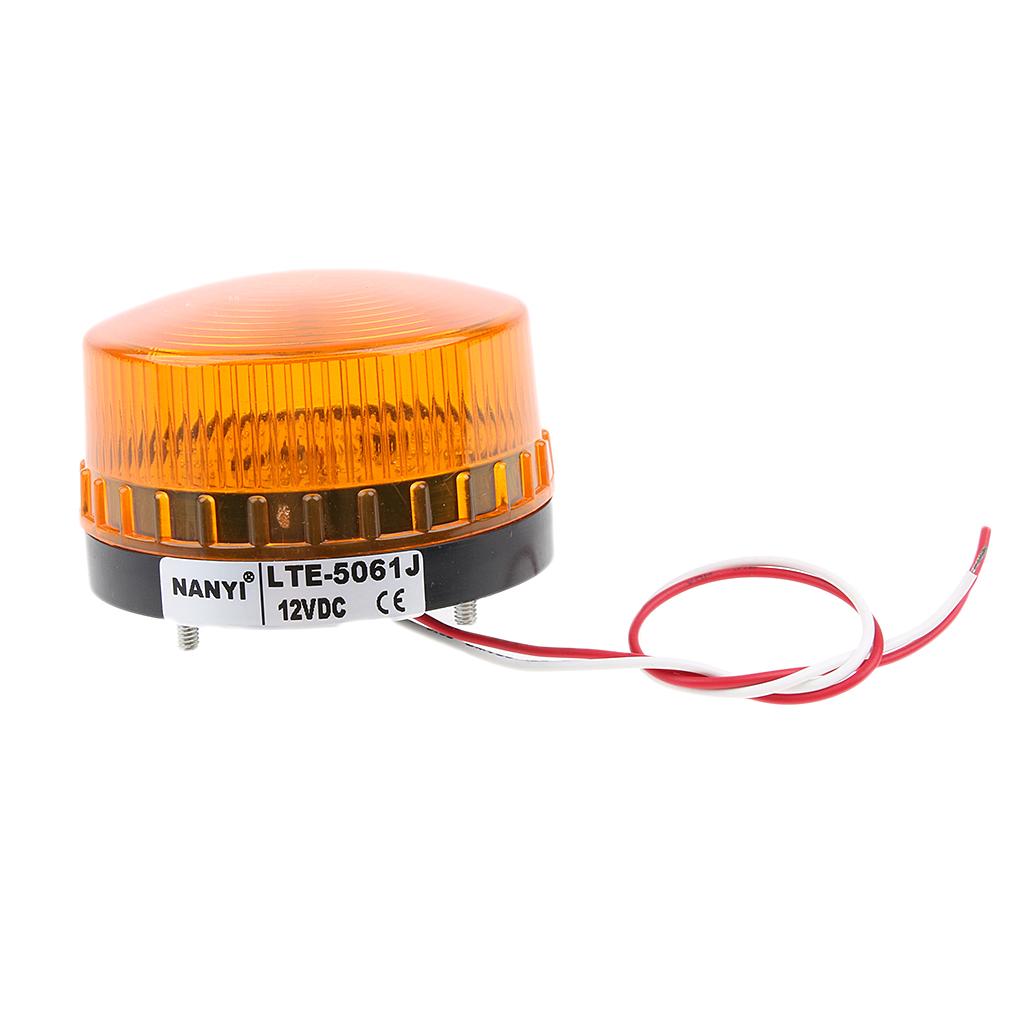 12V Warning Light Round Signal Beacon Yellow Single stroboscopic light mode, with Audible Alarm sound