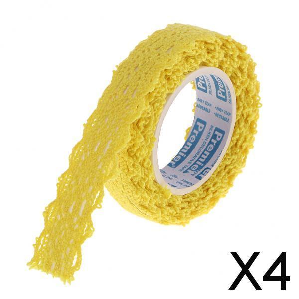 4x2 Yards 15mm Fabric Lace Washi Tape Self Adhesive Trim Wedding yellow