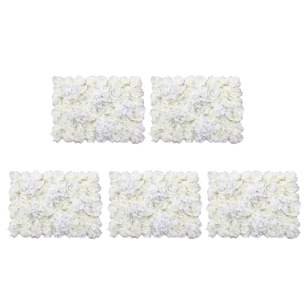 5 Pieces Artificial Rose Hydrangea Flower Wall Panels Wedding Decor Cream