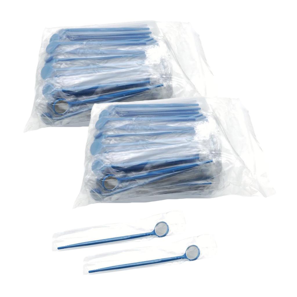 200 Pieces Dental Disposable Mouth Exam Mirrors Plastic Instruments Blue