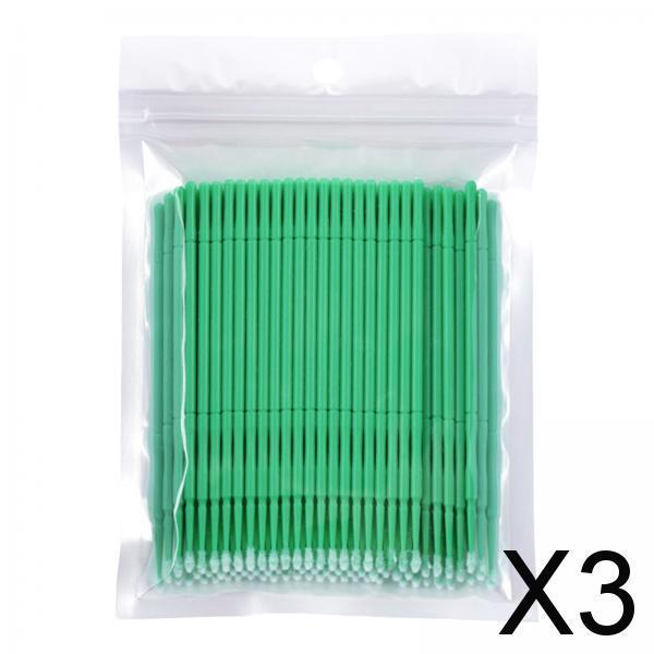 3x100 Pieces Micro Applicator Brushes for Eyelashes Mascara Makeup Application Green Medium