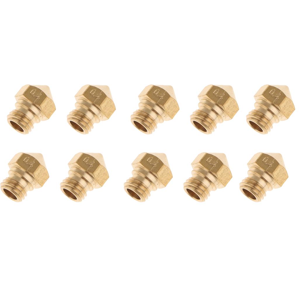 10X Brass Extruder Nozzle Copper Print Head for MK10 1.75mm 3D Printer 0.4mm