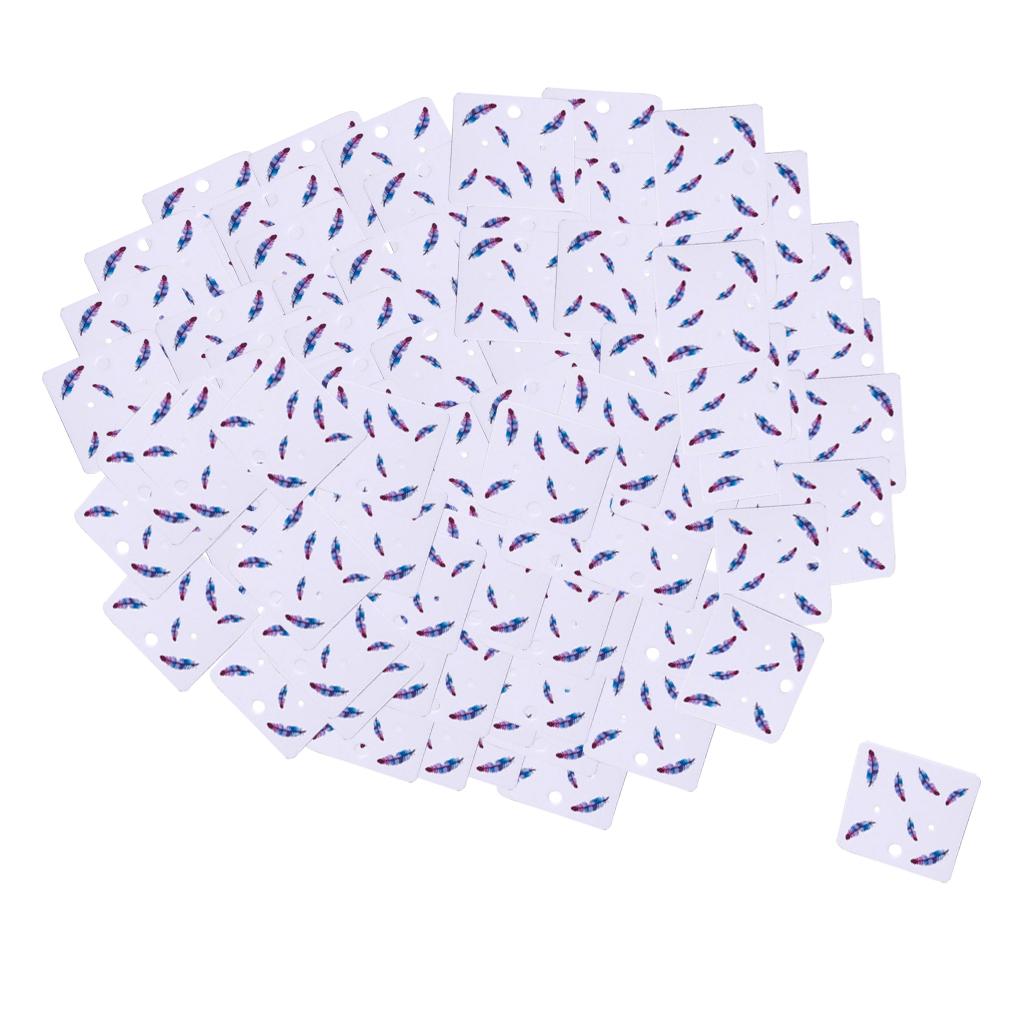 100pcs Jewelry Display Cards Earring Ear Studs Hanging Holder Blue Feathers