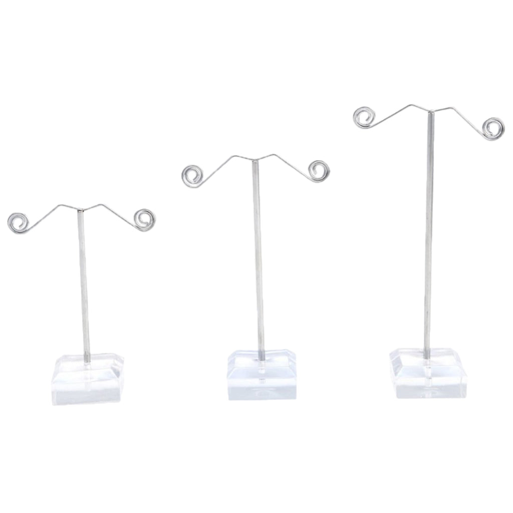 3Pcs Metal Tree Earring Necklace Display Jewelry Holder Stand Display Rack Transparent