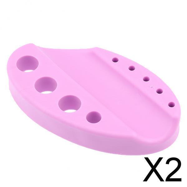 2xSilicone Pigment Pen Holder Permanent Makeup Tattoo Ink Cup Cap Stand Purple