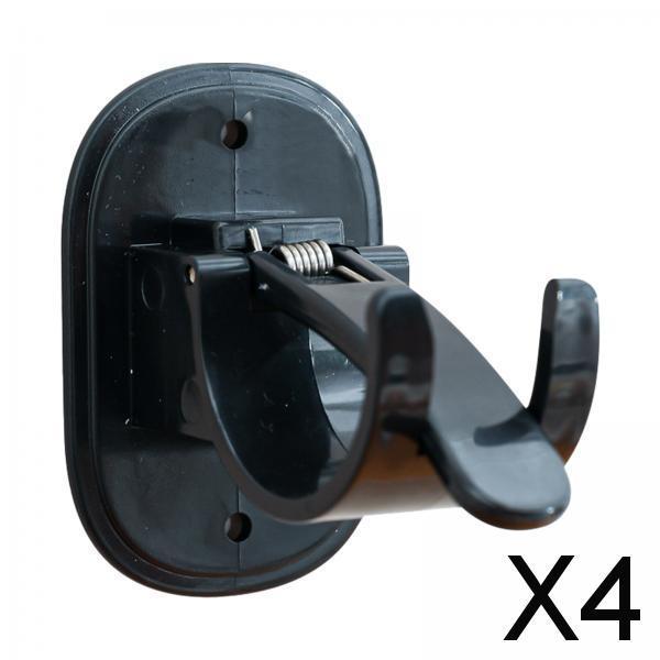 4xCurtain Rod Hooks No Drill Curtain Rod Brackets for Hotel Kitchen Livingroom Black
