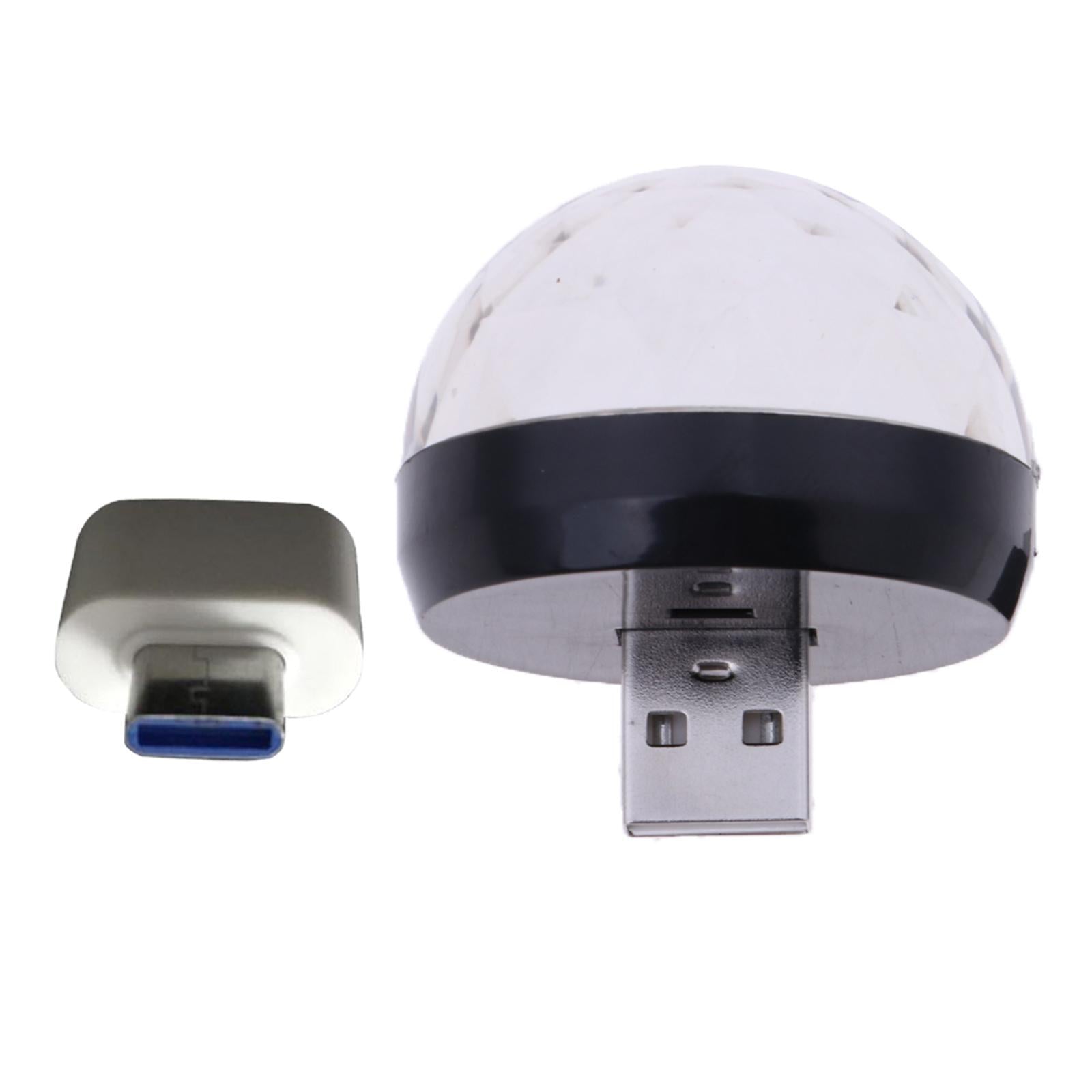 Mini USB Stage Disco Light Voice Control Magic Ball Lamp RGB LED Bulb Black