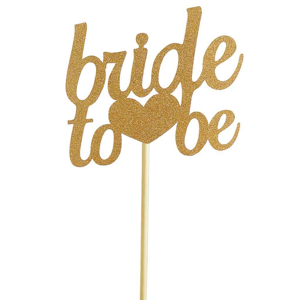 1pcs Bride To Be Gold Glitter Wedding Shower Bachelorette Fancy Cupcake Cake Picks Romantic Decorations