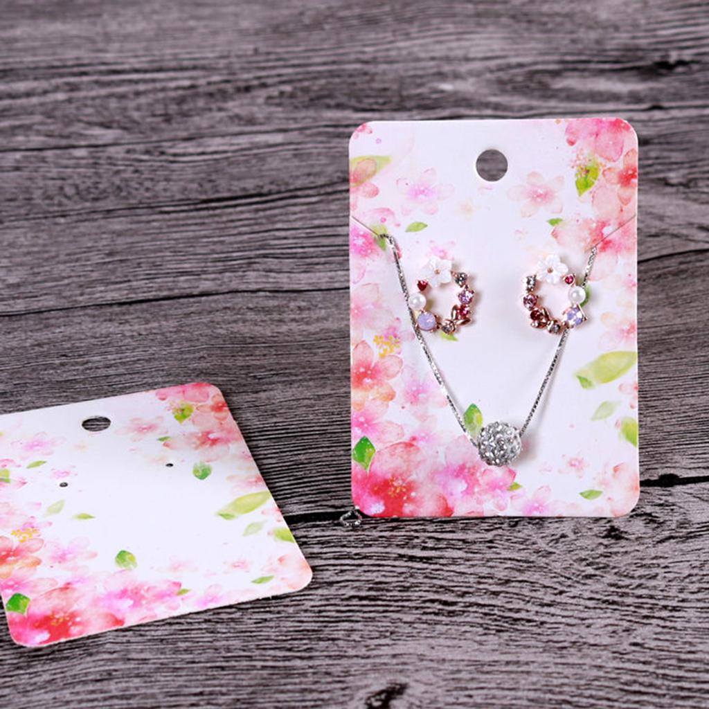 5*7 cm Color Printing Creative Earring Packaging Cards Pink Cherry Blossoms