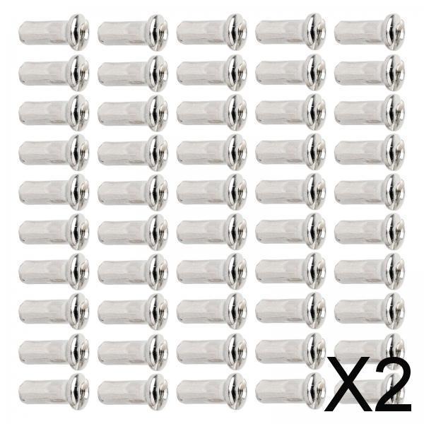 2x50Pcs Bike Spoke Nipples Spoke Decoration End Tips Nipples Bicycle Spoke Cap 12mm  14G Argent  