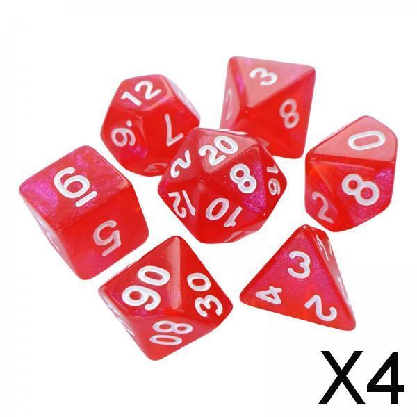 4x7 Pieces Polyhedral Dices Set Game Dices for Party Game Table Game Card Game Red