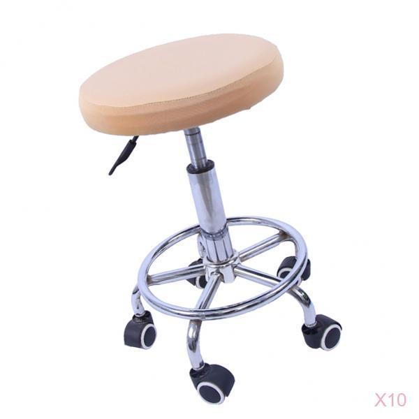 10 Pieces Elastic Bar Stool Covers Round Chair Seat Cover Cushion Beige