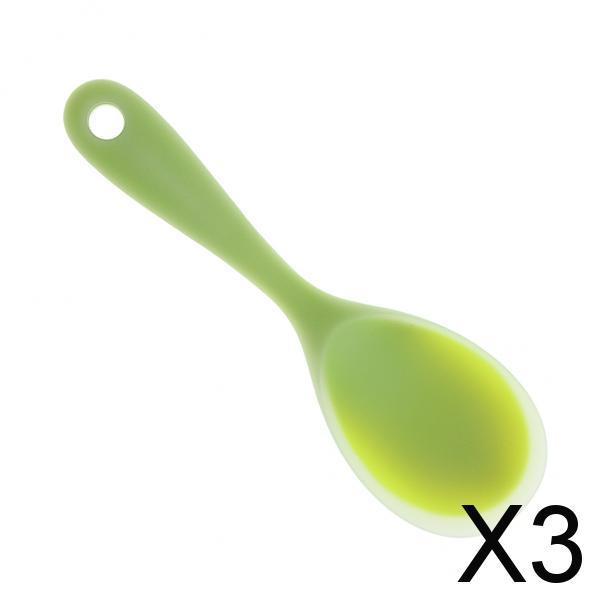 3xNon Stick Food Grade Silicone Rice Spoon Heat Resistant Scoop Salad  Green