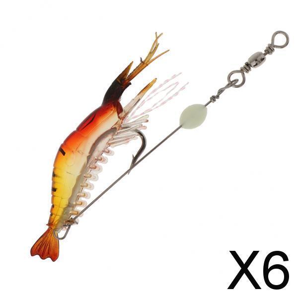 6xFishing Lures Crankbaits Minnow Shrimp Prawn Baits Red Yellow