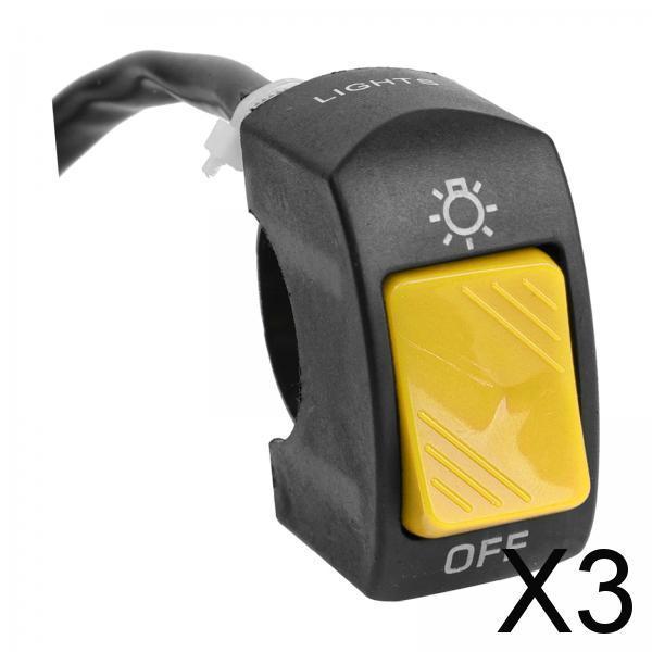 3xMotorcycle Headlight Control Switch Button Easy Installation Replaces on Off Switch Yellow