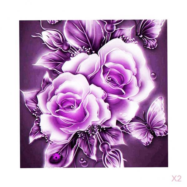 2 Pieces DIY Flower Diamond Embroidery Cross Stitch Home Wall Decoration