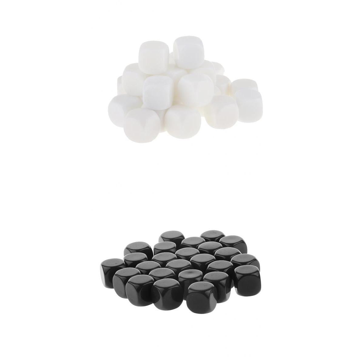 50x Opaque 16mm Six Sided Dices D6 Dies for D&D RPG Party Game Black & White