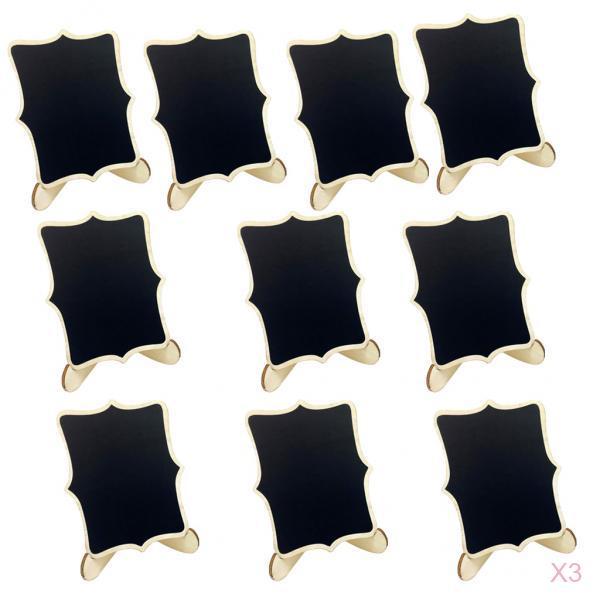 30 Pieces Wooden Rectangle Blackboard Table Chalkboard with Base 10cm
