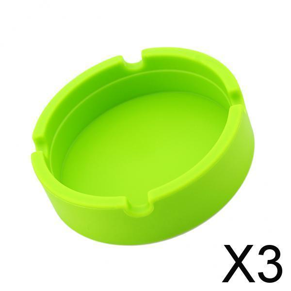 3xRound Silicone Ashtray Smoking Cigar Holder for Tabletop Office Green