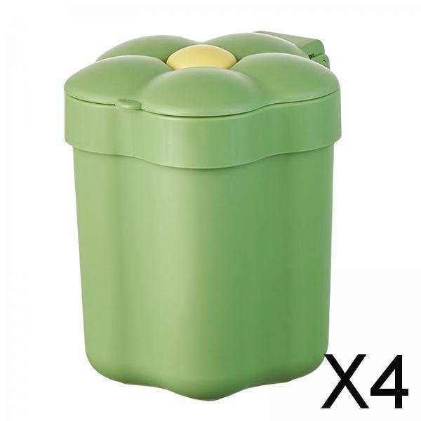 4xMini Desktop Trash Can Mini Wastebasket Garbage Bin Waste Can for Bathroom Green