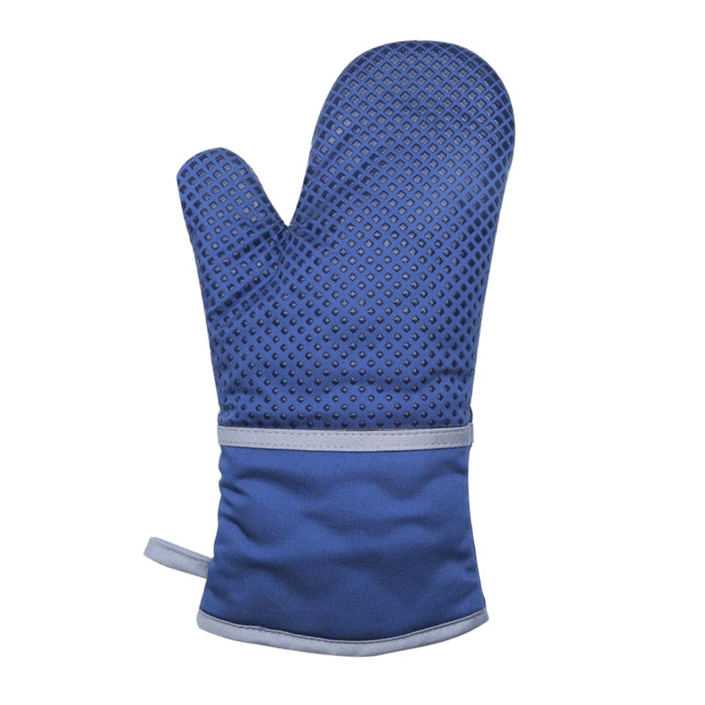 1Piece Kitchen Cooking Heat Resistant Cotton BBQ Oven Glove Insulation Blue