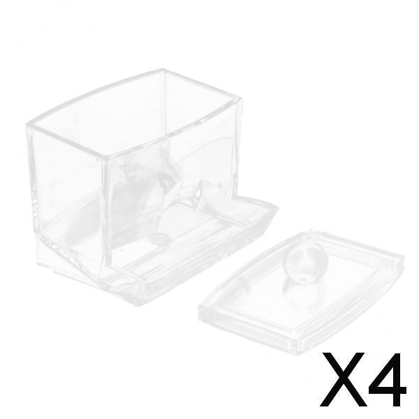 4xClear Acrylic Cotton Swab Cosmetic Makeup Case Storage Holder Box A